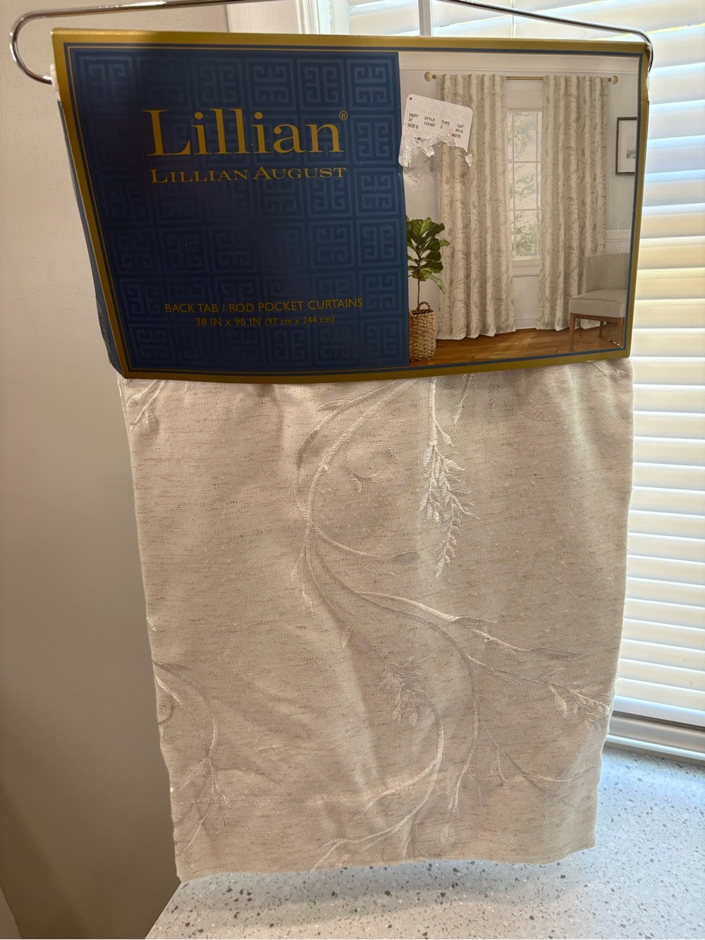 NEW Lillian August Neutral Textured Back Tab Curtain Panel - Ivory
